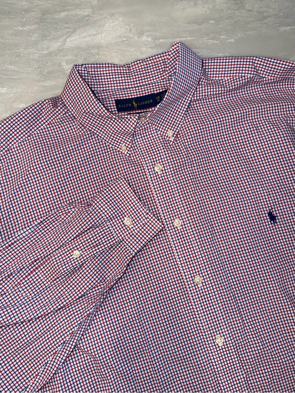 Ralph Lauren Men’s Red and Blue Micro-Check Button-Down Shirt